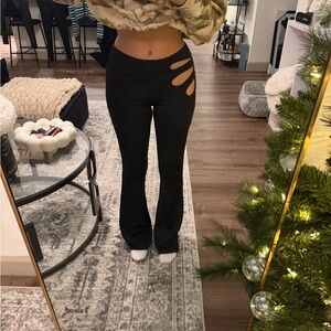 Tiger Mist Black Flare Pants with Cut-Outs